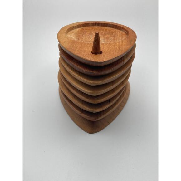Sere 7 Hardwood Teardrop Coasters w/ Cork Backing w/ Stand Mid-Century Modern - Picture 1 of 11